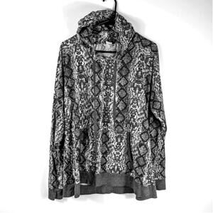 Lildy Super Soft Hoodie Womens L XL Snakeskin Print Pullover Gray Lounge Stretch